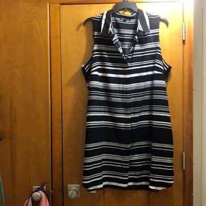 Black and White striped button up summer dress 20W